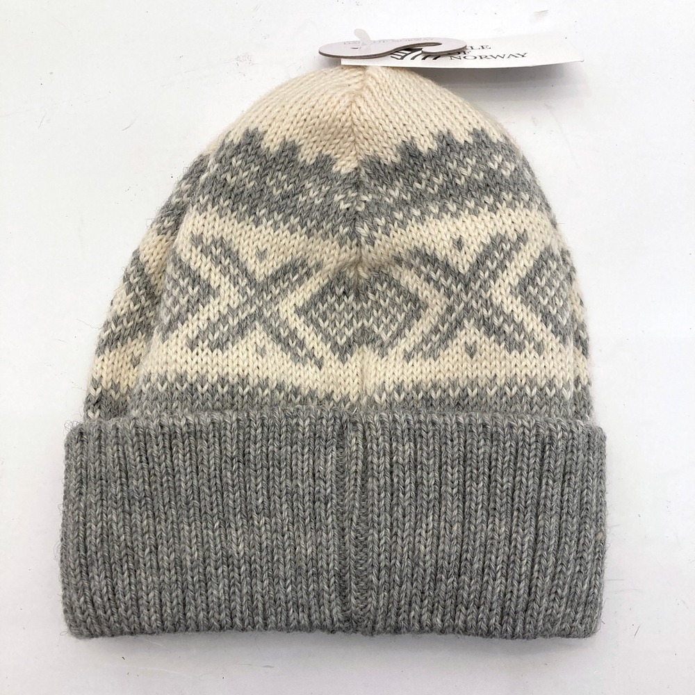 Dale of Norway Cortina 1956 Hat Norwegian Wool Lined Gray Cream One Size Beanie - Picture 3 of 8